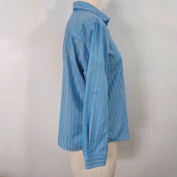 Foxcroft Blue Striped Button Down Shirt - Picture 5 of 12